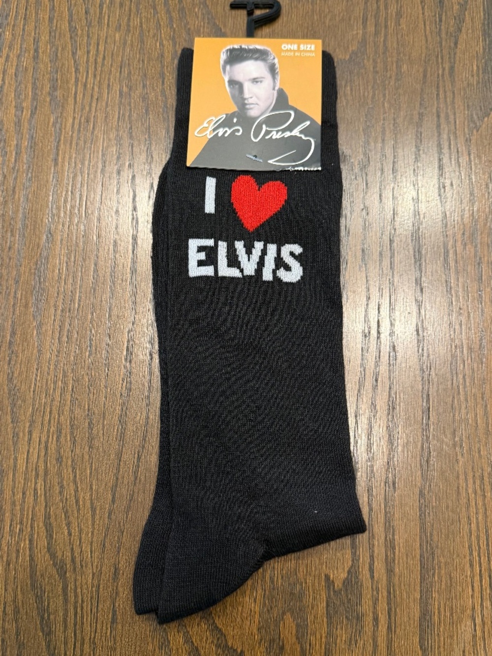 NWT - Elvis Presley "I Heart ELVIS" Black Crew Socks Size 7-12